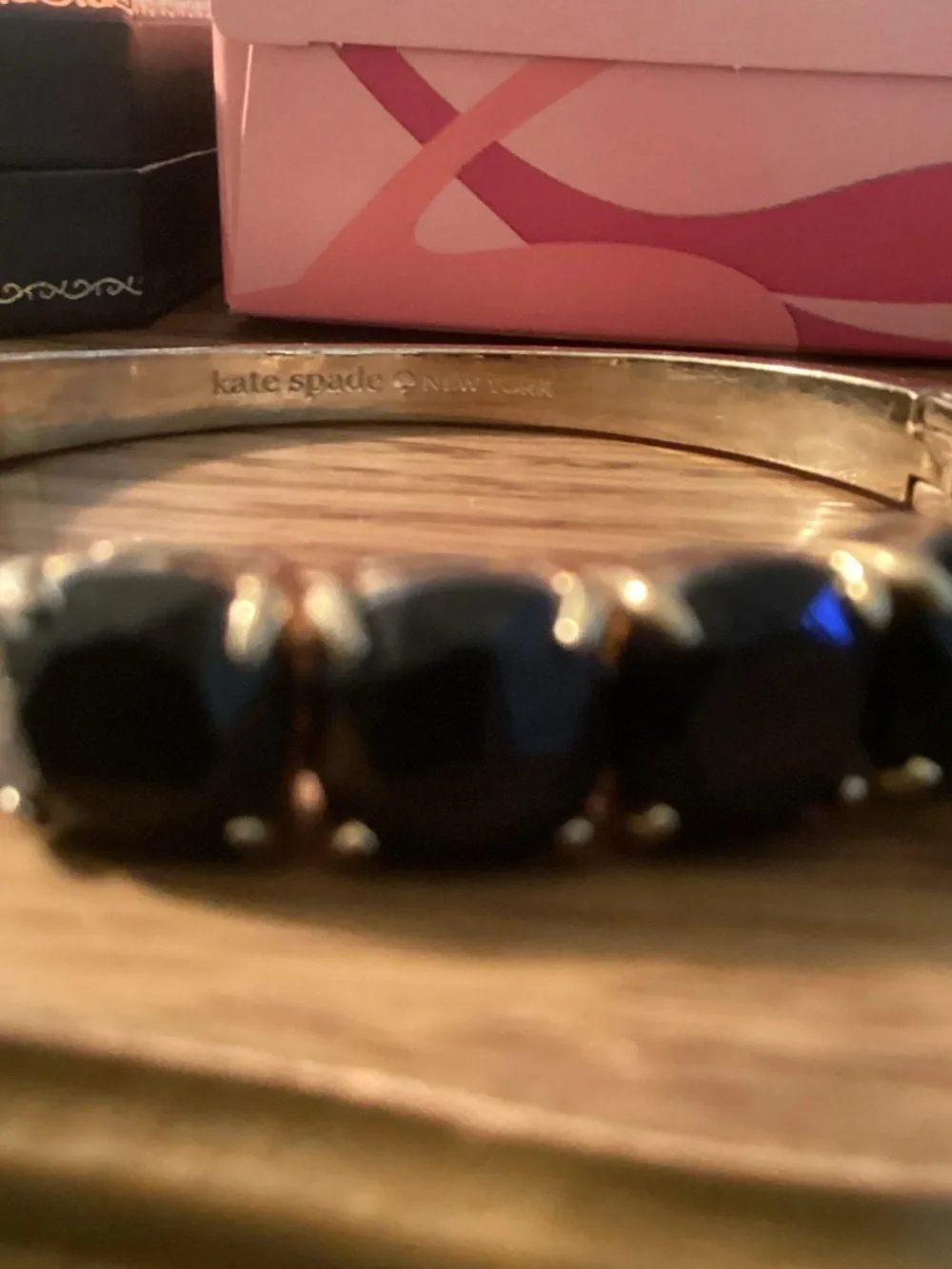 kate spade Gold-Tone Bracelet with Black Stones